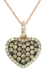 .39CT WHITE & MOCHA DIAMOND 14KT WHITE ROSE & BLACK GOLD PAVE HALO HEART PENDANT