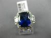 ESTATE LARGE 6.72CT DIAMOND & AAA SAPPHIRE PLATINUM CUSHION HALO ENGAGEMENT RING