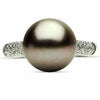 ESTATE .17CT DIAMOND & AAA TAHITIAN PEARL 14KT WHITE GOLD 3 ROW PAVE LOVE RING