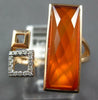 .07CT DIAMOND & AAA ORANGE AGATE 14KT ROSE GOLD 3D SQUARE RECTANGULAR FUN RING