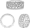 WIDE 1.57CT DIAMOND 14KT WHITE GOLD 3D ROUND & MARQUISE WEDDING ANNIVERSARY RING