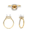 .67CT DIAMOND 14KT 2 TONE GOLD ROUND CUSHION 4 PRONG SEMI MOUNT ENGAGEMENT RING