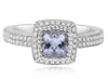 1.58CT DIAMOND & AAA PINK AMETHYST 14KT WHITE GOLD CUSHION CUT & ROUND HALO RING