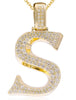EXTRA LARGE 1.56CT DIAMOND 14KT YELLOW GOLD 3D S INITIAL FUN FLOATING PENDANT
