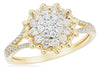 ESTATE .52CT DIAMOND 14K YELLOW GOLD CLASSIC CLUSTER FLOWER HALO BEADED FUN RING