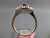 WIDE 2.74CT DIAMOND & AAA CABOCHON RUBY 18KT WHITE GOLD OVAL & ROUND FLOWER RING