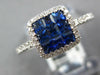 ESTATE .74CT DIAMOND & AAA SAPPHIRE 18KT WHITE GOLD PRINCESS & ROUND SQUARE RING