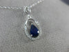 ESTATE .62CT DIAMOND & AAA SAPPHIRE 14K WHITE GOLD 3D TEAR DROP FLOATING PENDANT
