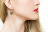 3.07CT WHITE & FANCY YELLOW DIAMOND 18KT 2 TONE GOLD ROUND HALO HANGING EARRINGS