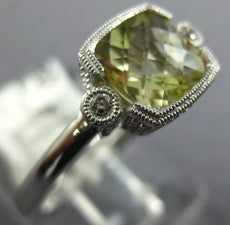 1.22CT DIAMOND & AAA GREEN AMETHYST 14K WHITE GOLD ROUND & CUSHION CUT FUN RING