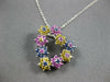 ESTATE 1.23CT AAA MULTI COLOR SAPPHIRE 14KT WHITE GOLD 3D HEART FLOATING PENDANT