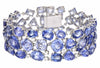 77.83CT DIAMOND & AAA MULTI COLOR SAPPHIRE 18KT WHITE GOLD CUFF BANGLE BRACELET