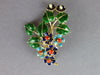 LARGE AAA OPAL & CORAL & ENAMEL 14KT YELLOW GOLD FLOWER LEAF BROOCH PIN PENDANT