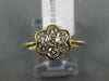 ESTATE .51CT DIAMOND 14KT YELLOW GOLD 3D CLASSIC FLOWER PROMISE ENGAGEMENT RING