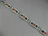 ANTIQUE LARGE 1.20CT ROSE CUT DIAMOND AAA ONYX & CORAL 18KT WHITE GOLD BRACELET
