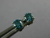 ESTATE .52CT BLUE DIAMOND 14KT WHITE GOLD 3D CLASSIC ROUND STUD EARRINGS