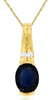 1.45CT DIAMOND & AAA SAPPHIRE 14KT YELLOW GOLD OVAL & ROUND SEMI BEZEL PENDANT