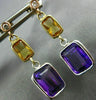 2.88CT DIAMOND & AAA CITRINE & AMETHYST 14KT TRI COLOR GOLD 3D HANGING EARRINGS