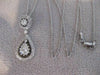 ANTIQUE 1.12CT DIAMOND PEAR 14K WHITE GOLD HANGING HALO DROP PENDANT CHAIN #1067
