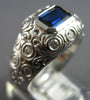 LARGE 1.49CT DIAMOND & AAA SAPPHIRE 14KT WHITE GOLD EMERALD CUT & ROUND FUN RING