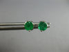 ESTATE .60CT AAA EMERALD 14KT WHITE GOLD 3D ROUND 4 PRONG STUD EARRINGS #27749