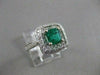 ESTATE WIDE 1.63CT DIAMOND & AAA EMERALD 14KT WHITE GOLD SQUARE HALO RING #20487