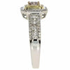 .85CT WHITE PINK FANCY YELLOW DIAMOND 18K TRI COLOR GOLD CUSHION ENGAGEMENT RING