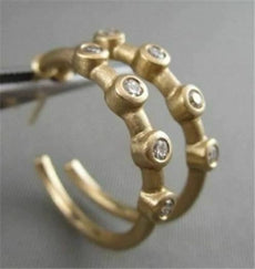 ESTATE .32CT ROUND DIAMOND 14KT YELLOW GOLD ETOILE BAMBOO HOOP EARRINGS