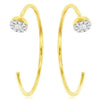 ESTATE .11CT DIAMOND 14KT YELLOW GOLD 3D FLOWER HOOP FUN CUFF EARRINGS
