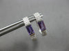 .72CT DIAMOND & AAA AMTHEYST 14K WHITE GOLD EMERALD CUT & ROUND HUGGIE EARRINGS