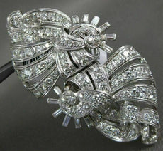 ANTIQUE EXTRA LARGE 5.0CT DIAMOND PLATINUM 3D FLOWER SWIRL MULTI ROW BROOCH PIN