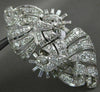 ANTIQUE EXTRA LARGE 5.0CT DIAMOND PLATINUM 3D FLOWER SWIRL MULTI ROW BROOCH PIN