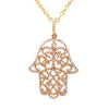 EXTRA LARGE .90CT DIAMOND 18KT ROSE GOLD HAMSA CHAMSA FILIGREE FLOATING PENDANT