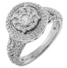 Estate 1.60Ct Diamond 14Kt White Gold 3D Classic Flower Halo Friendship Promise Ring