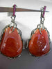ANTIQUE MASSIVE 71.2CT DIAMOND SAPPHIRE AGATE 14K BLACK GOLD 3D HANGING EARRINGS