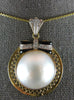 ESTATE LARGE .20CT DIAMOND & AAA PEARL 18KT 2 TONE GOLD CIRCULAR PENDANT #27172