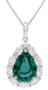 LARGE 4.01CT DIAMOND & AAA EMERALD 18KT WHITE GOLD MULTI SHAPE TEAR DROP PENDANT