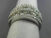 ESTATE LARGE 2.67CT DIAMOND 18K WHITE GOLD 3D MULTI ROW WEDDING ANNIVERSARY RING