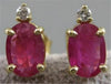 ANTIQUE 1.49CTW DIAMOND RUBY 14KT YELLOW GOLD OVAL STUD POST EARRINGS #4484