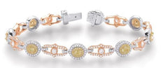3.93CT WHITE & FANCY YELLOW DIAMOND 14K TRI COLOR GOLD 3D CHAMSA TENNIS BRACELET