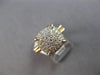 LARGE .50CT DIAMOND 14K YELLOW GOLD 3D ROUND CLUSTER SQUARE ROPE DESIGN FUN RING