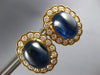 LARGE 20CT DIAMOND & AAA CABOCHON SAPPHIRE 18KT YELLOW GOLD 3D CLIP ON EARRINGS