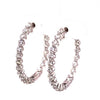 3.20CT DIAMOND 18KT WHITE GOLD 3D SHARED PRONG INSIDE OUT HOOP HANGING EARRINGS