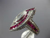 ESTATE LARGE 3.57CT DIAMOND & AAA RUBY 14K WHITE GOLD MARQUISE FILIGREE FUN RING