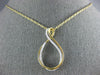 ESTATE LARGE .44CT DIAMOND 18KT 2 TONE GOLD LOVE KNOT TEAR DROP INFINITY PENDANT