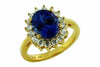 ESTATE LARGE 3.55CT DIAMOND & AAA TANZANITE 14KT YELLOW GOLD 3D ENGAGEMENT RING