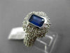 ESTATE LARGE 2.90CT DIAMOND & SAPPHIRE 14K WHTIE GOLD BEZEL HALO ENGAGEMENT RING