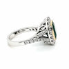 LARGE 4.36CT DIAMOND & AAA EMERALD 18KT 2 TONE GOLD CUSHION HALO ENGAGEMENT RING