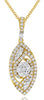 .77CT DIAMOND 18KT 2 TONE GOLD FLOWER CLUSTER MARQUISE SHAPE CRISS CROSS PENDANT