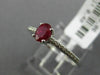 ESTATE .46CT DIAMOND & AAA RUBY 18KT WHITE GOLD OVAL FRIENDSHIP ENGAGEMENT RING